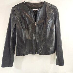 Milenti Black Leather Jacket Womens size 16